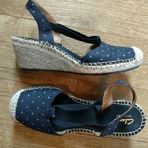 CLARKS denim wedges